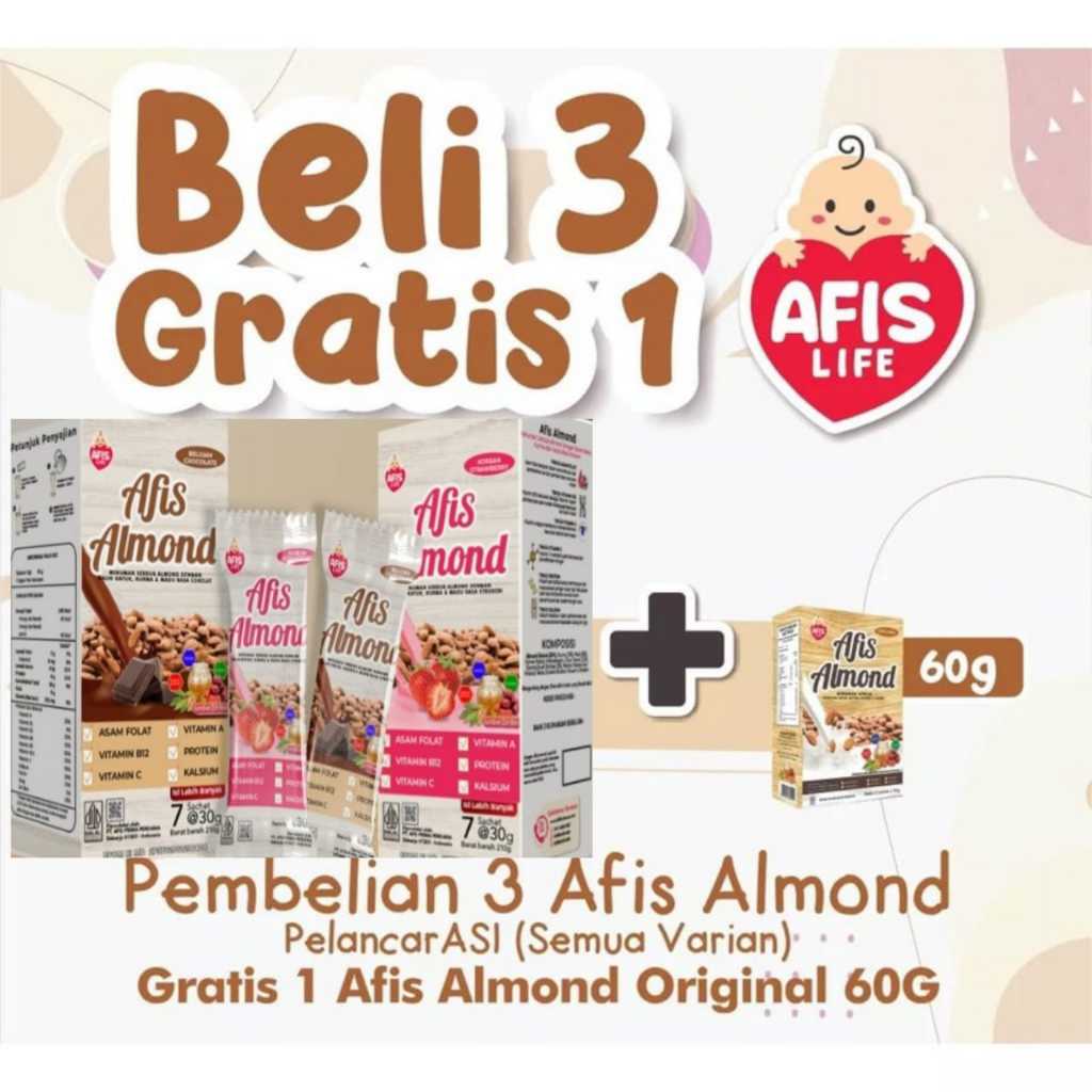 Jual Afis Life Almond Plus Pelancar Asi Kemasan Sachet 210 g / ASI ...