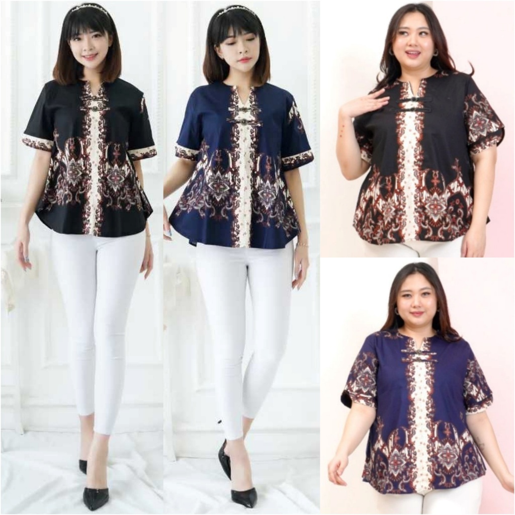 Jual Baju Atasan Blouse Batik Wanita Jumbo Big Size Blus Batik Modern