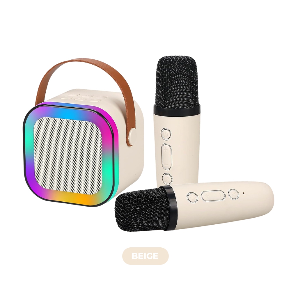 Jual Mini Portable Speaker Bluetooth Wireless Karaoke With 2 Mic RGB ...