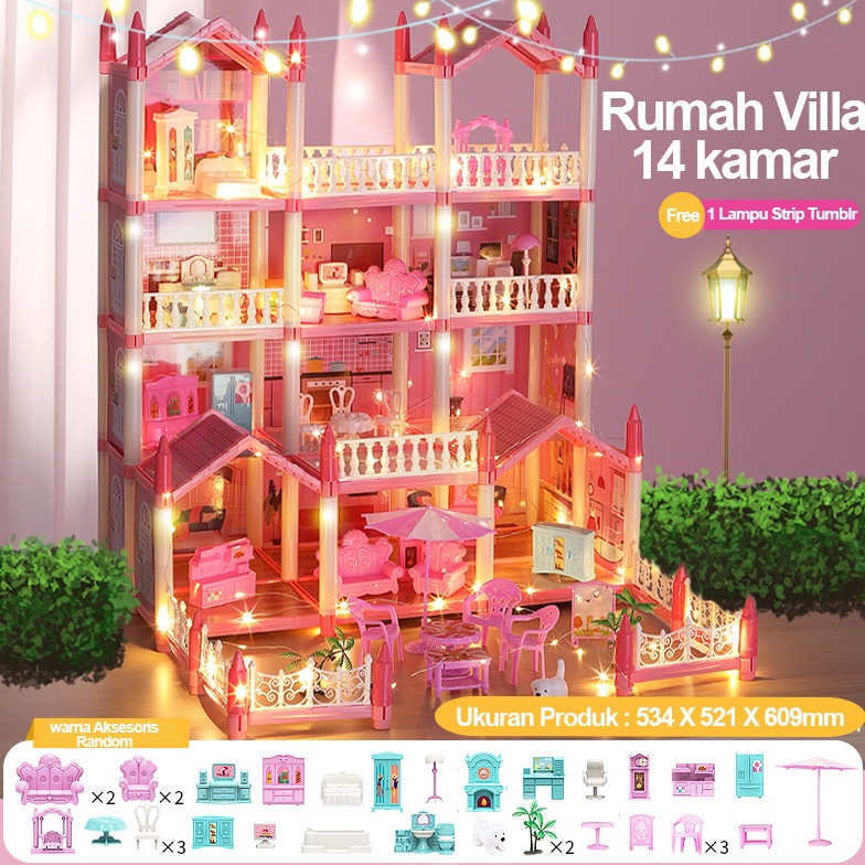 Jual ART L9Y7 Rumah Rumahan Barbie Cantik Villa Barbie Rumah Rumahan ...