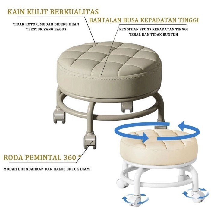 Jual KURSI / BANGKU / SOFA MINI BULAT RODA PUTAR 360 | Shopee Indonesia