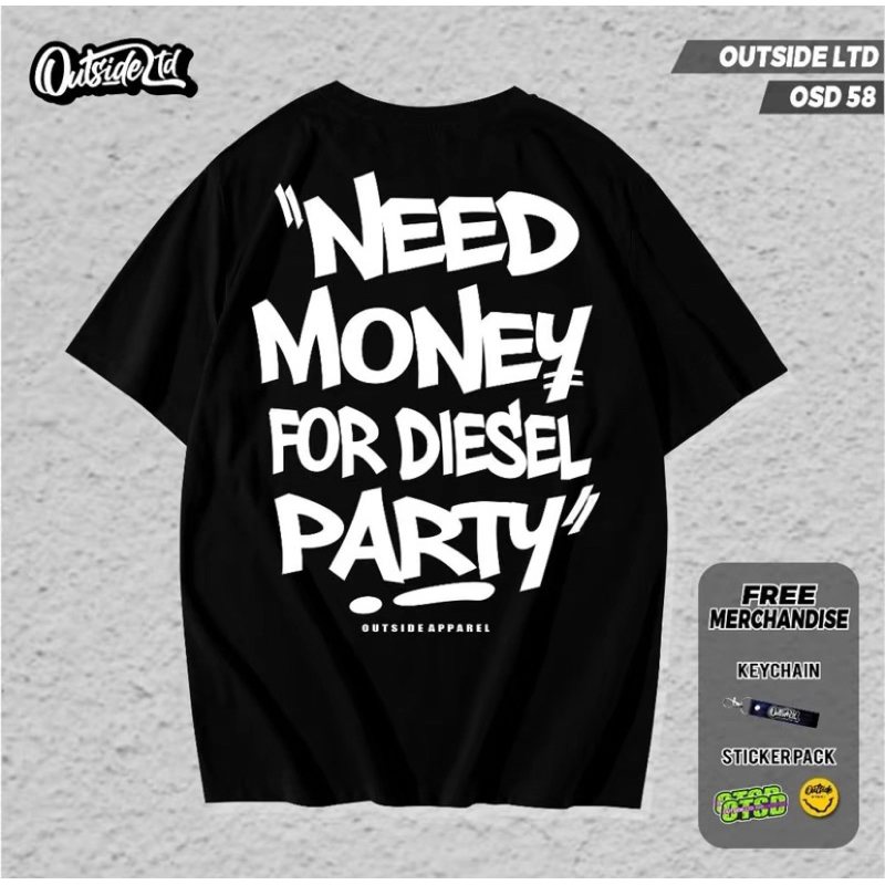 Jual tshirt baju kaos need money diesel pajero fortuner turbo / baju