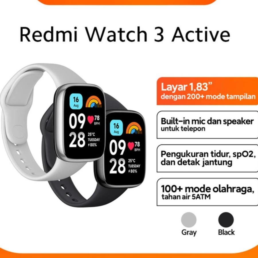 Jual Redmi Watch 3 Active Smart Watch Band Tahan Air ATM 5 Jam Pintar ...