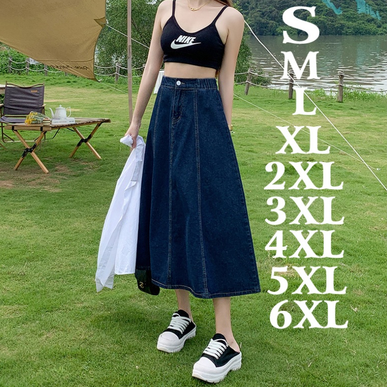 Jual 【boll.id】Bigsize Jumbo — rok jeans wanita rok jeans panjang rok ...