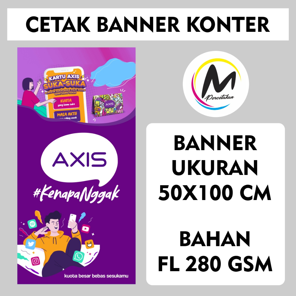 Jual BANNER KONTER AXIS - UKURAN 50X100 | Shopee Indonesia