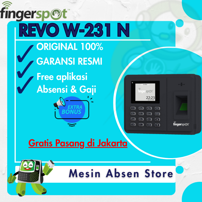 Jual Mesin Absensi Sidik Jari Wifi Fingerspot Revo W 231 N Shopee