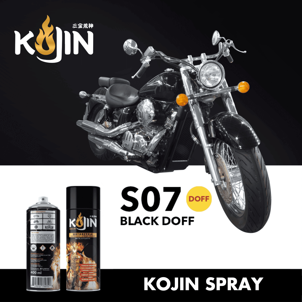 Jual Cat Semprot Motor KOJIN Pilox Aerosol S07 Black Doff 400cc - Hitam ...