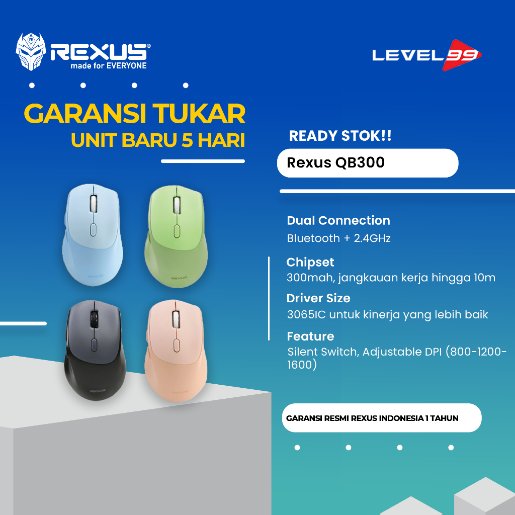 Jual Rexus Mouse Office Wireless Bluetooth QB300 | Shopee Indonesia