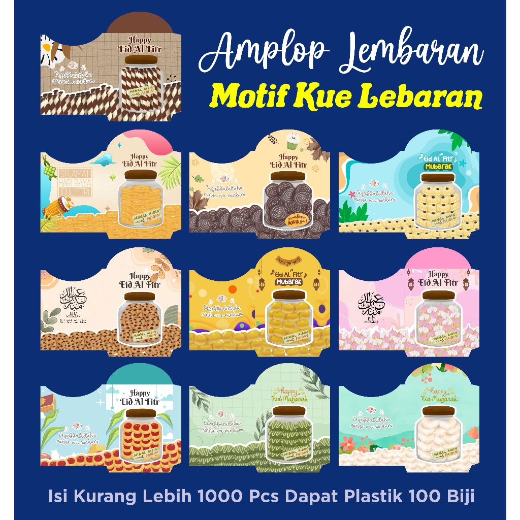 Jual Amplop Lembaran Motif Toples Kue Lebaran Ukuran Medium Uang Lipat