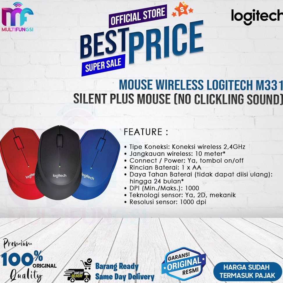 Jual Menarik Mouse Wireless Logitech M331 Silent Plus Mouse No ...