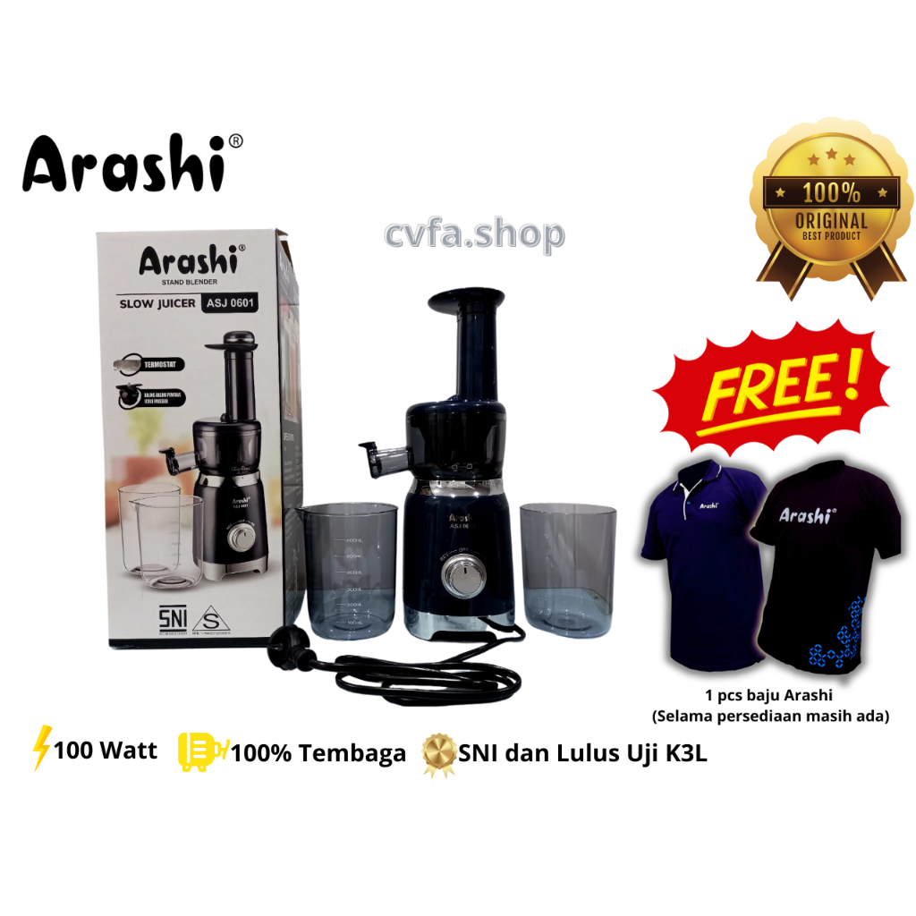 Jual Slow Juicer Arashi ASJ 0601 Mesin Pengejus Ampas Kering SNI Garansi 1 Tahun Shopee
