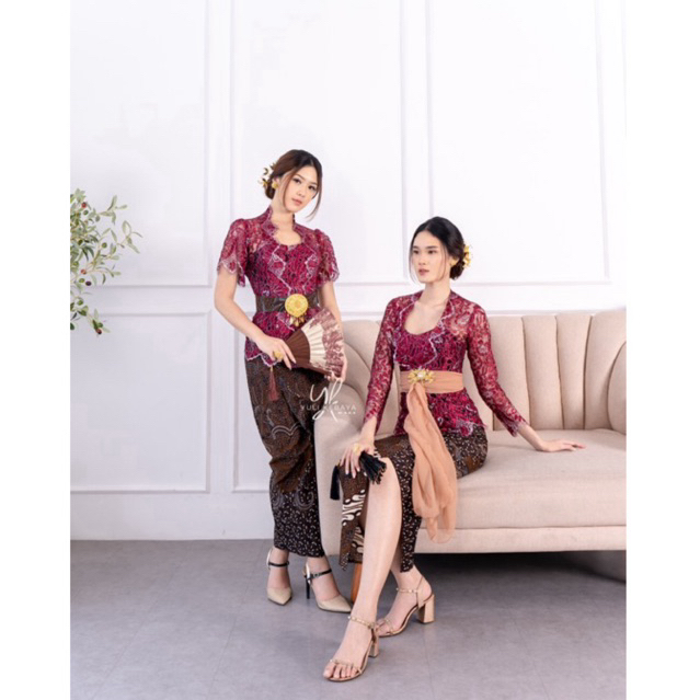 Jual Kebaya Bali Semi Swarovski Outline Aleena Tinkerbell Maroon By Yuli Kebaya Bali Shopee