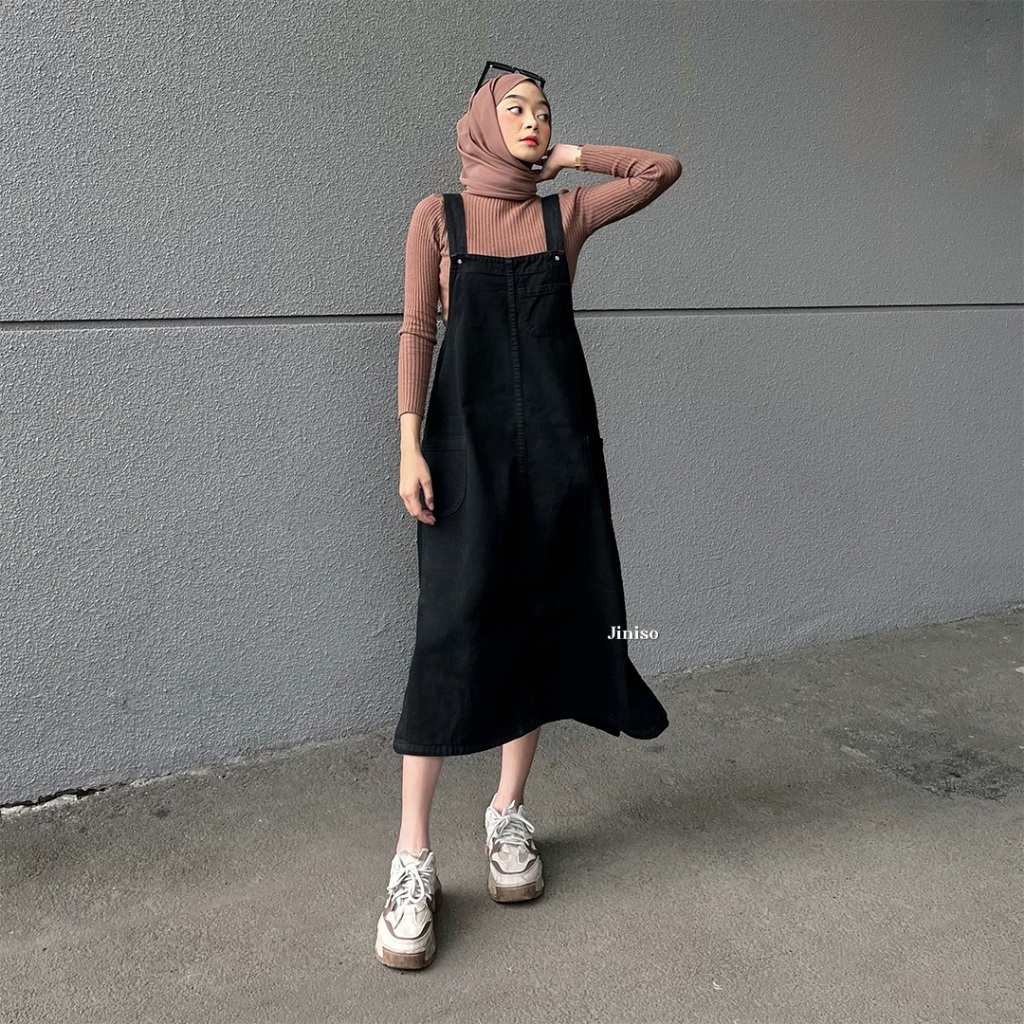 Jual Jiniso Jumpsuit Overall Jeans Rok Panjang Shopee Indonesia