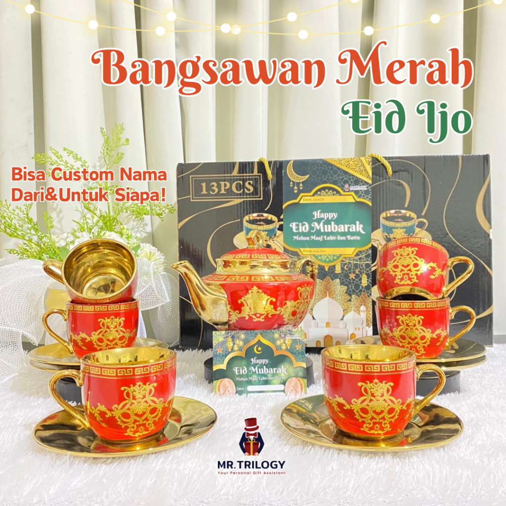 Jual Hampers Cangkir Set Keramik RAMADHAN Tatakan Teko Souvenir Lebaran