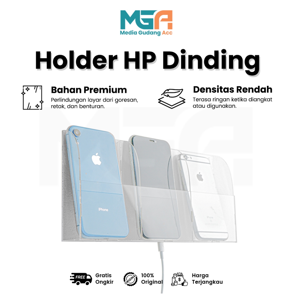 Jual STAND HOLDER HP / TEMPAT HOLDER HP DINDING AKRILIK / RAK GANTUNG ...