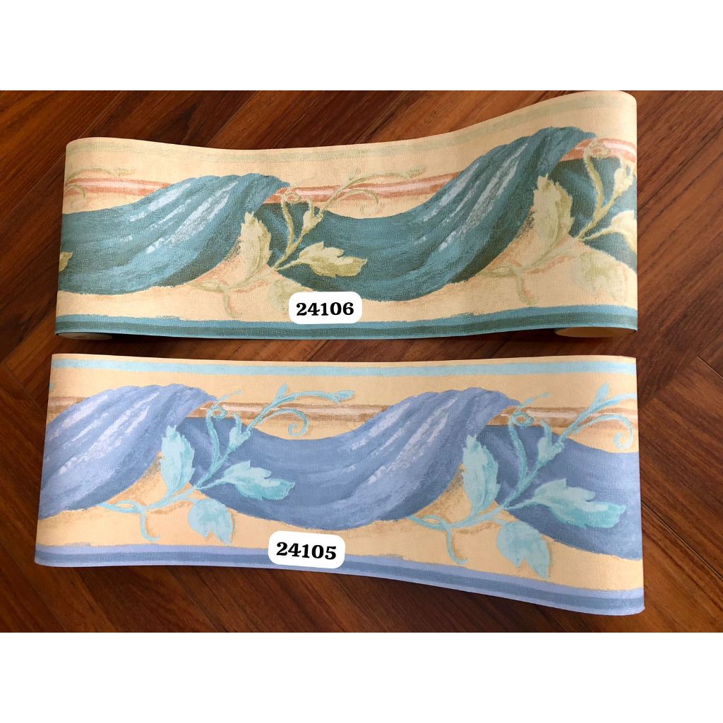 Jual Wallpaper Dinding Border List Rumbai Kain Biru Hijau | Shopee ...