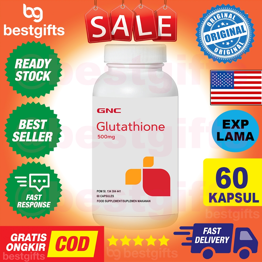 Jual GNC GLUTATHIONE 500 MG MEMUTIHKAN TUBUH PIGMENTASI FLEK