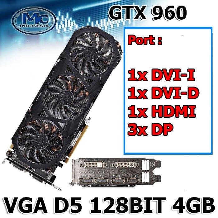 VGA GAMING GeForce GTX 960 GDDR5 OC 128 BIT MERK CAMPUR