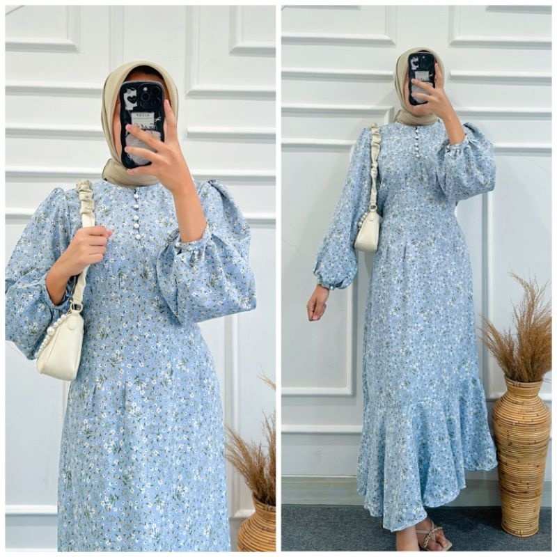 Jual Befast Zfs Ootd Dress Maxi Jean Fishtail Adeline Maxi Dress Shakila Kancing Bungkus