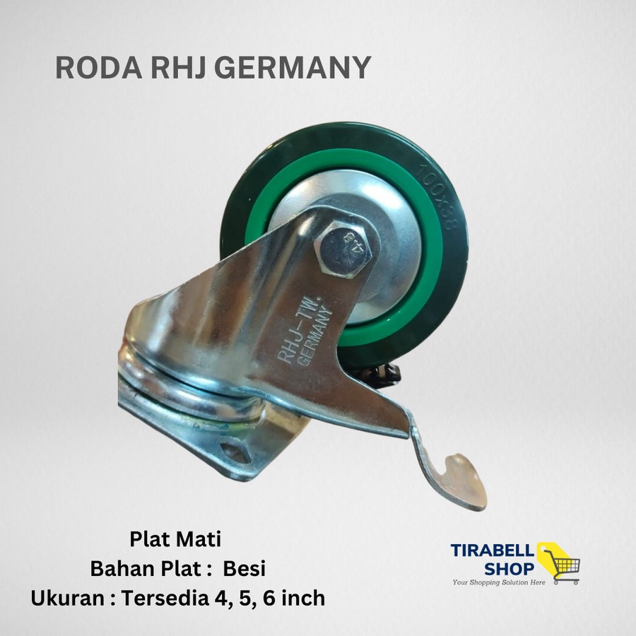 Jual Roda Troli PU Hijau Medium Duty RHJ Oyama 4 inch Mati RHJ Per Set ...