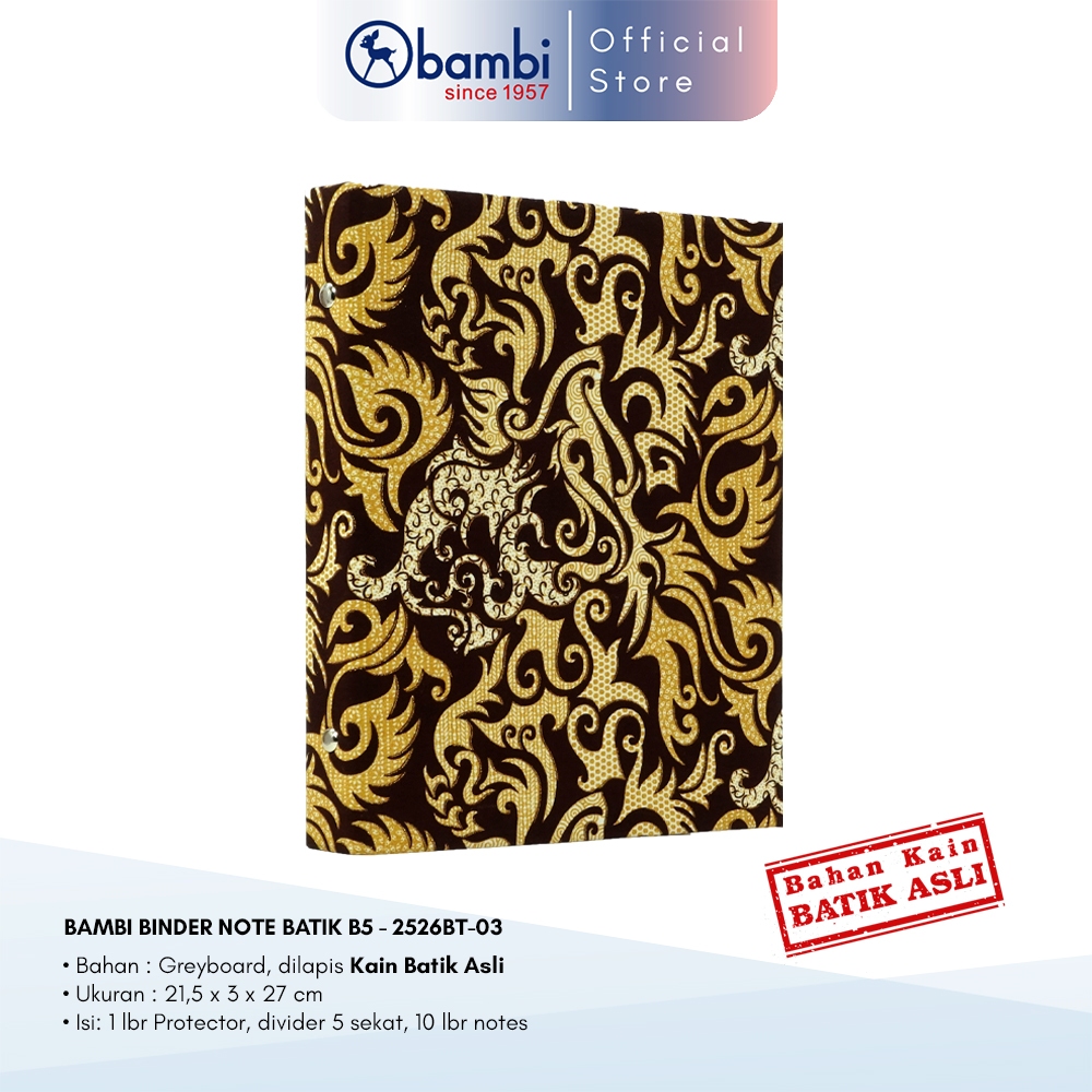 Jual Bambi Binder Note B5 Tipe 26 Ring Edisi Premium Kain Batik Asli ...