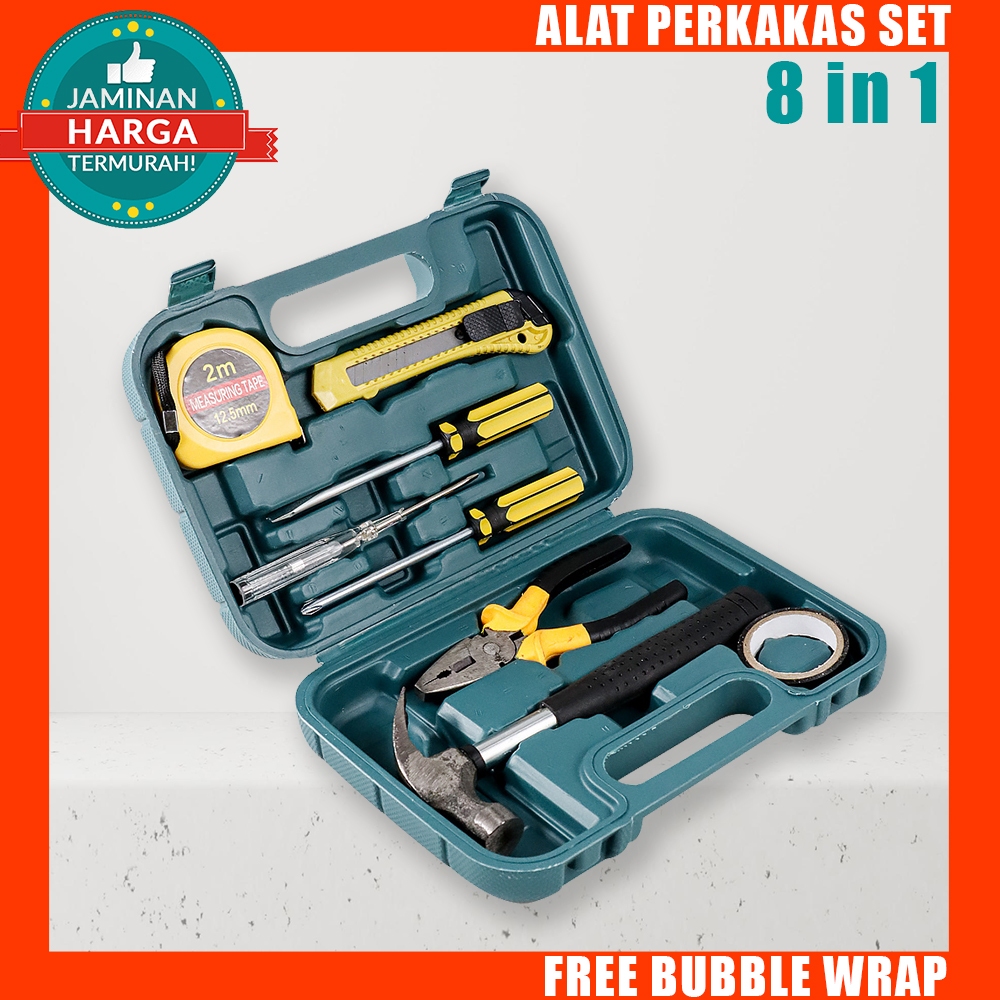 Jual Tool Kit Pcs Set Alat Perkakas Palu Tang Obeng Selotip Listrik Cutter In Shopee