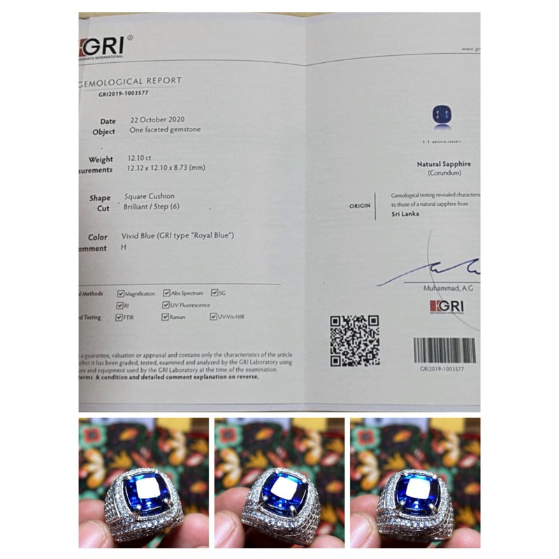 Jual vivid royal blue sapphire perak micro setting + sertifikat Gri ...
