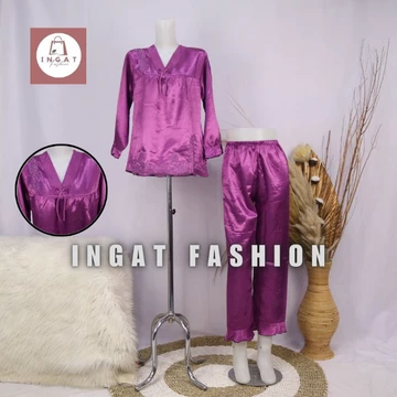 Setelan Piyama Pp Baju Tidur Dewasa Bahan Satin Model Brokat Yj 24