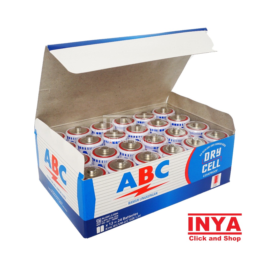 Jual Baterai ABC Biru Size C 1.5V R14C BOX isi 24pcs - Battery | Shopee ...