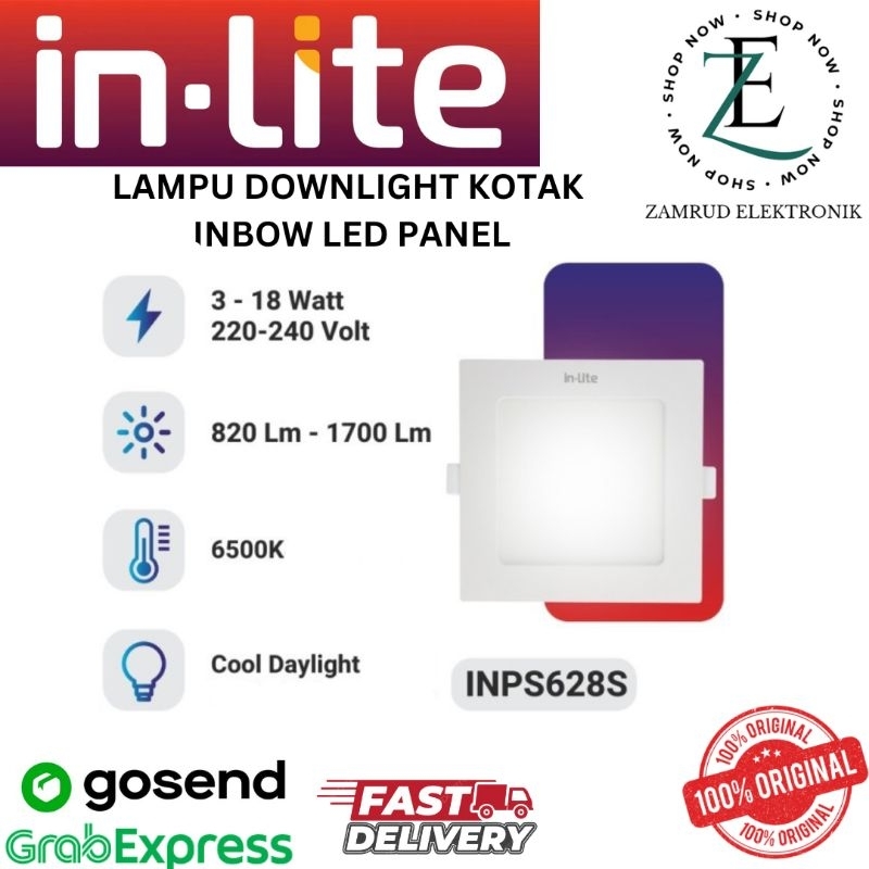 Jual Lampu Inlite IN LITE LED Plafon Downlight Kotak Panel Inbow PUTIH ...