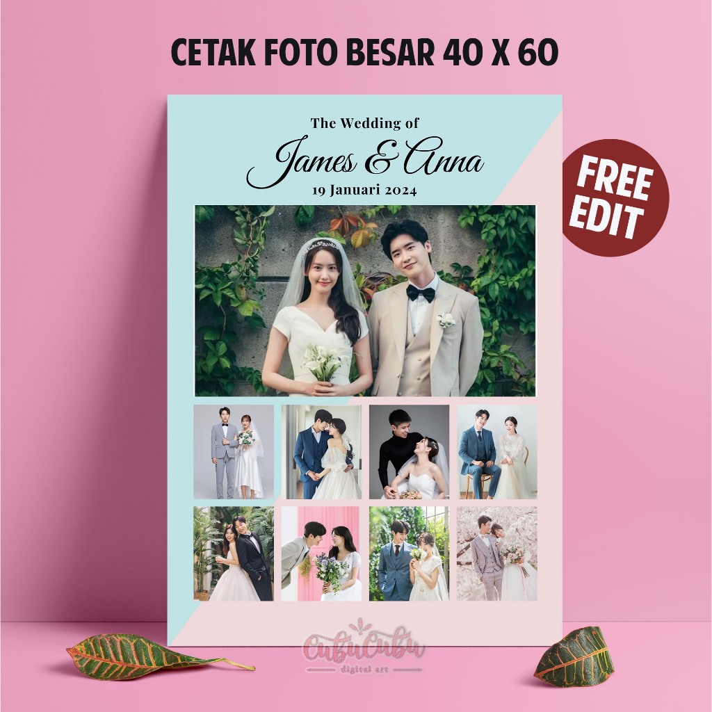Jual CETAK FOTO PREWEDDING 16RS JUMBO 40X60CM BINGKAI MDF CUBUCUBU