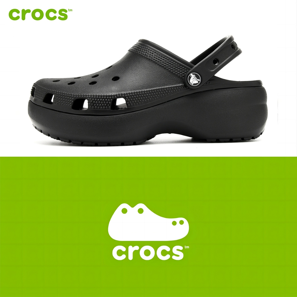 Crocs Crush Wanita Sandal Putih Crocs Unisex Classic Clog Crocs Platform  White Black【Original】
