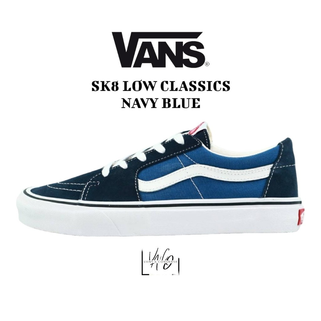 Sepatu Vans SK8 Low Navy White BNIB BNIBWT Vans Original Sneakers Kasual Pria Wanita Sepatu Ori Murah