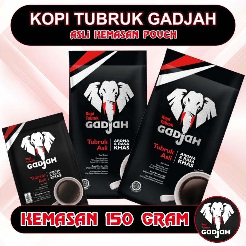 Jual Kopi Gadjah Kopi Tubruk Tanpa Gula Kemasan 150 Gram Kopi Hitam Cap