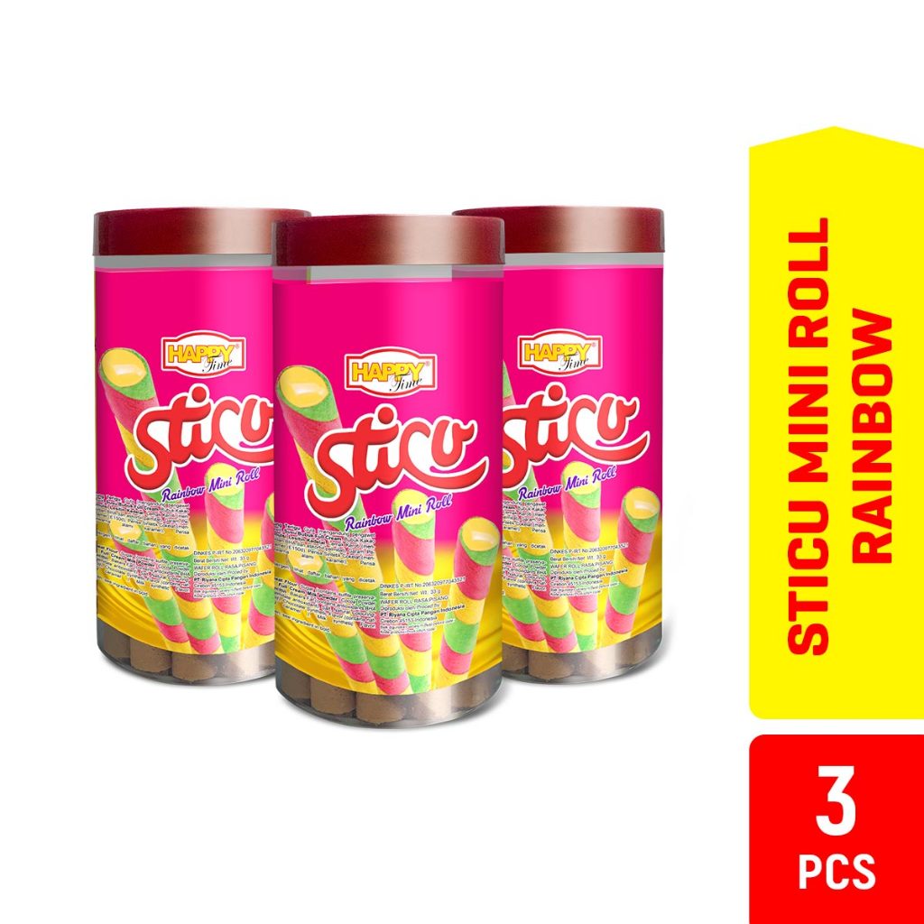 Jual Happy Time Astor Sticu Mini Wafer Roll Rainbow 33gr (3 Toples ...