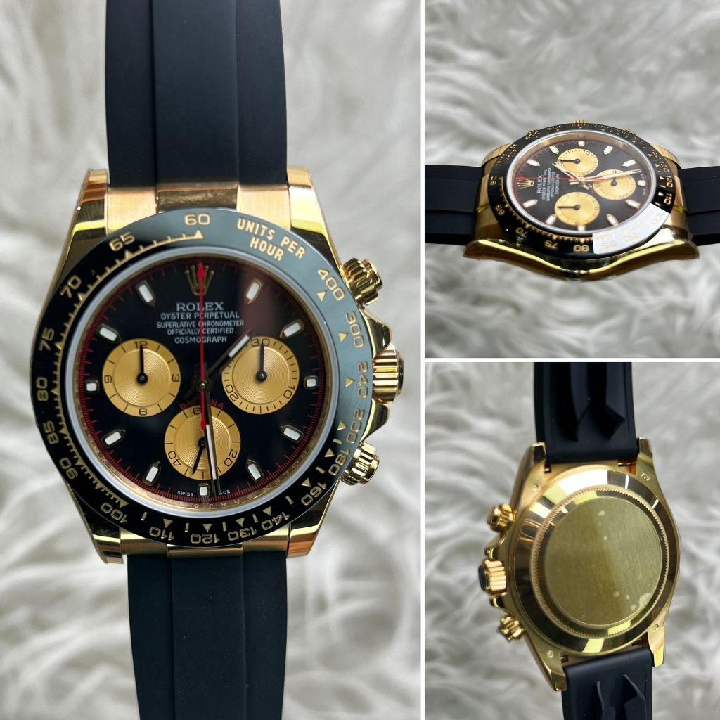 Jual Keraton Jam Tangan Pria Rolex Daytona Gold Black Automatic Swiss Movement Diameter Mm