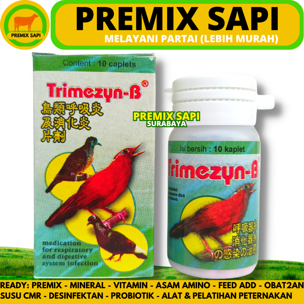 Jual TRIMEZYN B Burung Isi 10 Kaplet - Obat Infeksi Pernapasan Burung ...