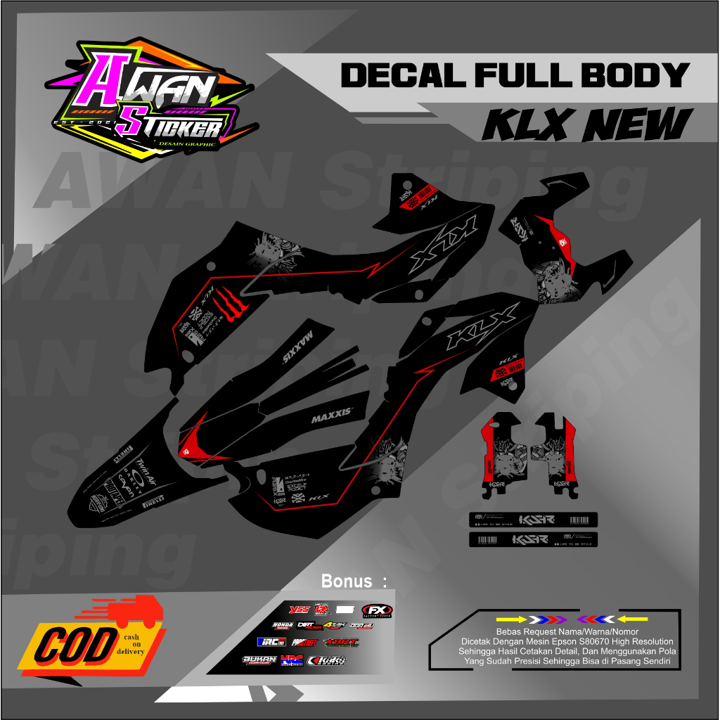 Jual Decal KLX New Stiker Full Body Keren Supermoto (Awan) | Shopee ...