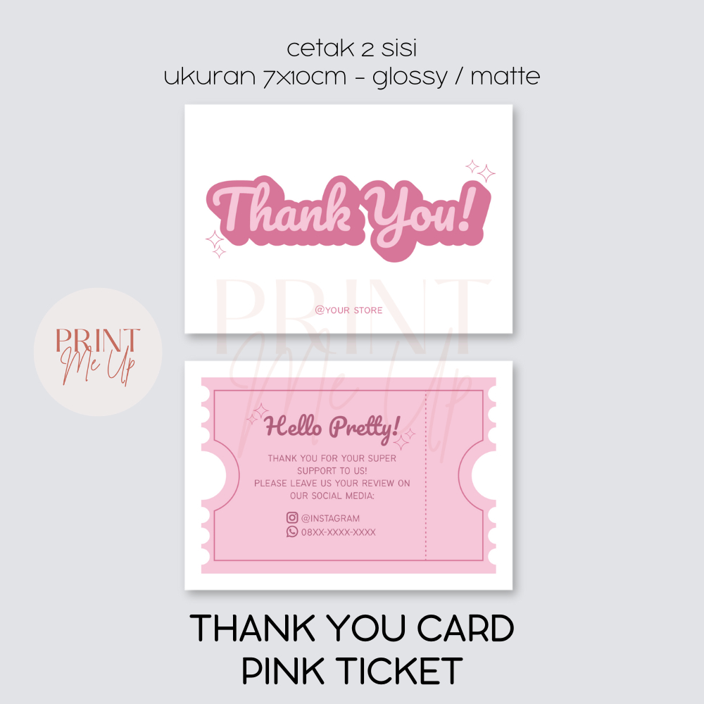Jual [MINIMAL BELANJA 10RIBU] Thank You Card - Pink Ticket | Kartu ...