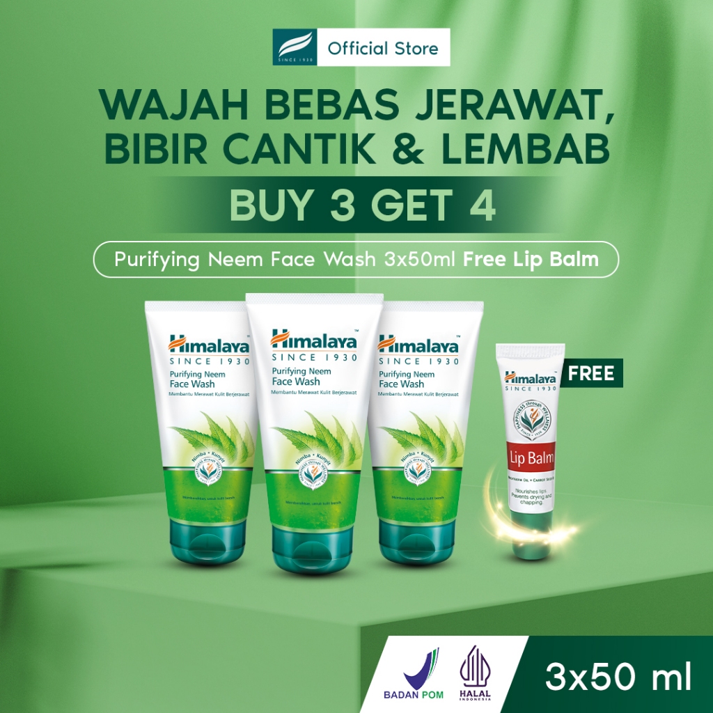 Jual ( PAKET HEMAT ISI 3 ) Himalaya Purifying Neem Face Wash 3 x 50ml