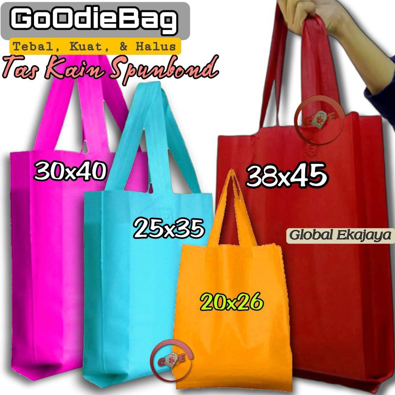 Jual Tas Kain Spunbond Goodie Bag Ukuran Sedang Besar Jumbo Totebag