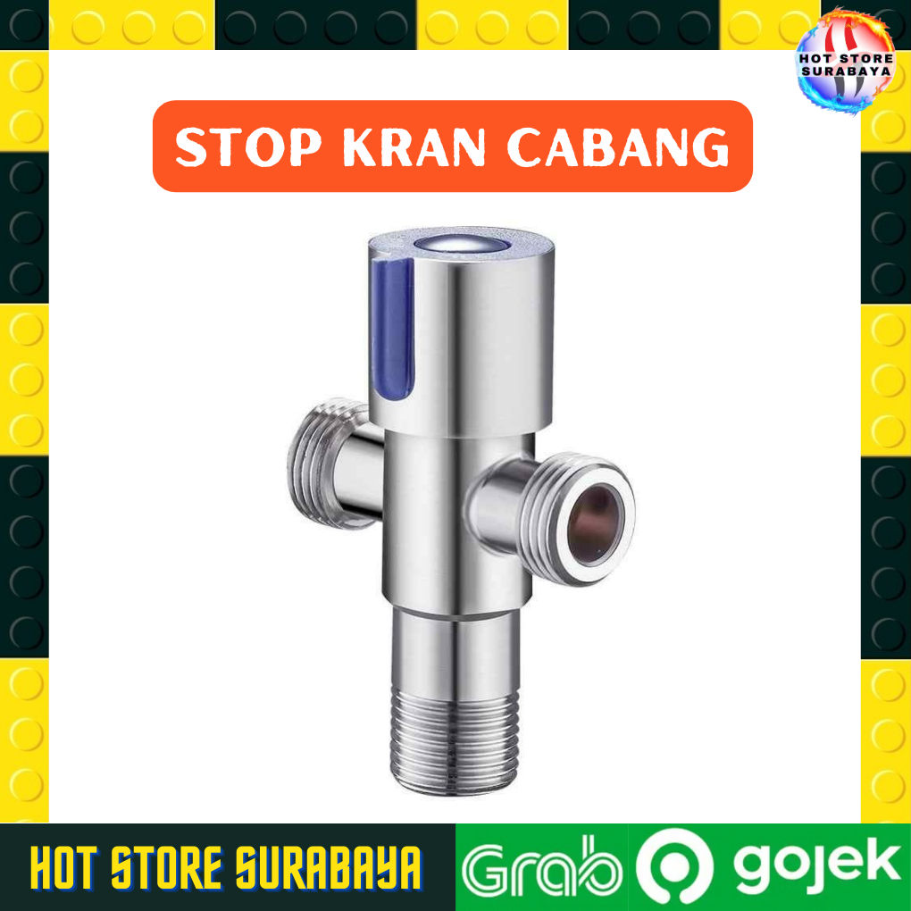 Jual Stop Kran Kloset 2 Cabang Double Stainless Jet Shower Keran