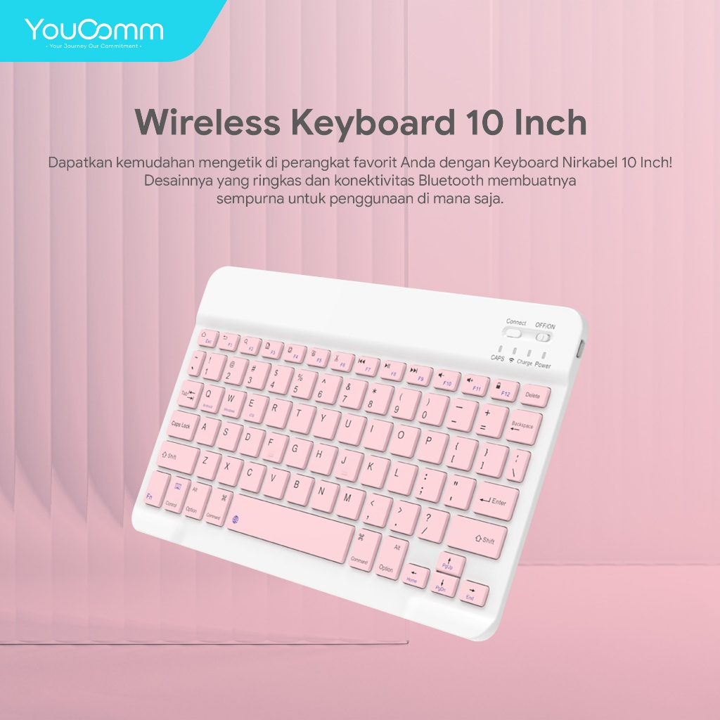 Jual Youcomm 10 inch Wireless Bluetooth Keyboard Lightweight Colorful ...