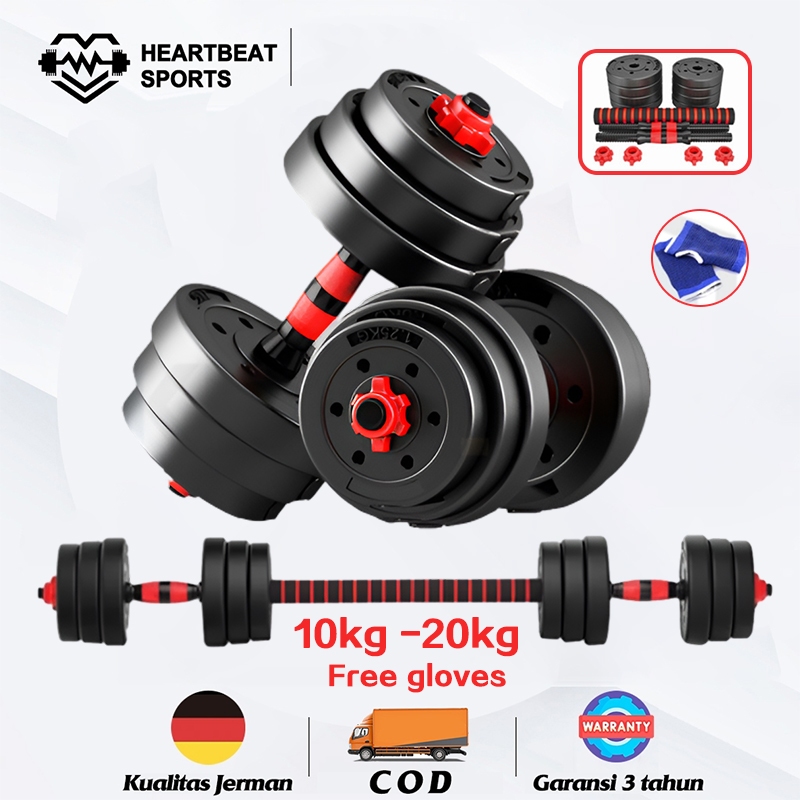 Jual Heartbeat - Dumbbell Set Peralatan Fitness Barbel Set 20 Kg Dengan ...