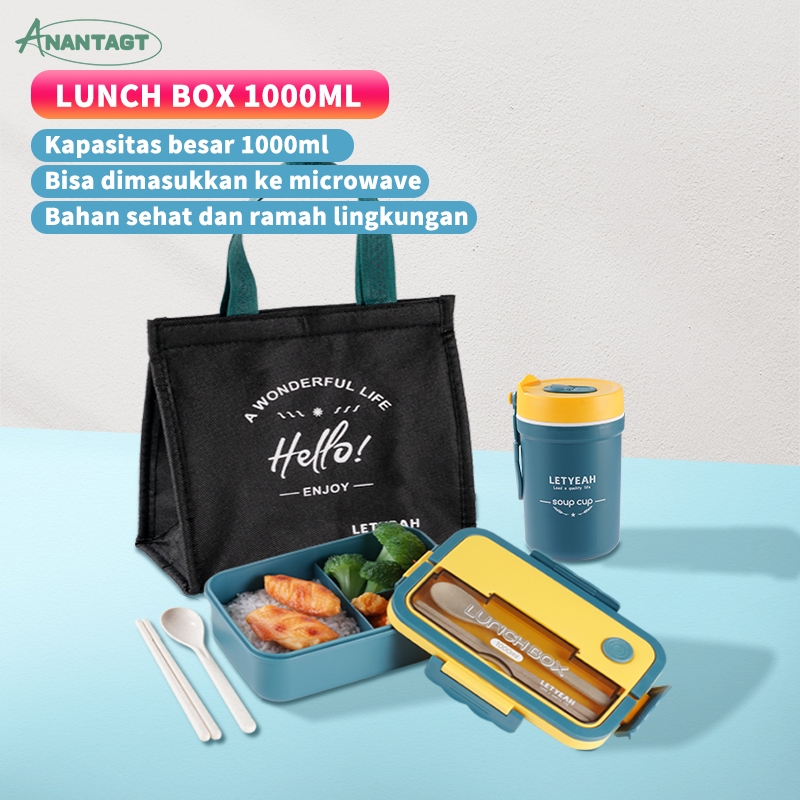 Jual Letyeah Anantagt Kotak Makan Bekal Set Tas Portable Anti Bocor Lunch Box Set Dan Kotak