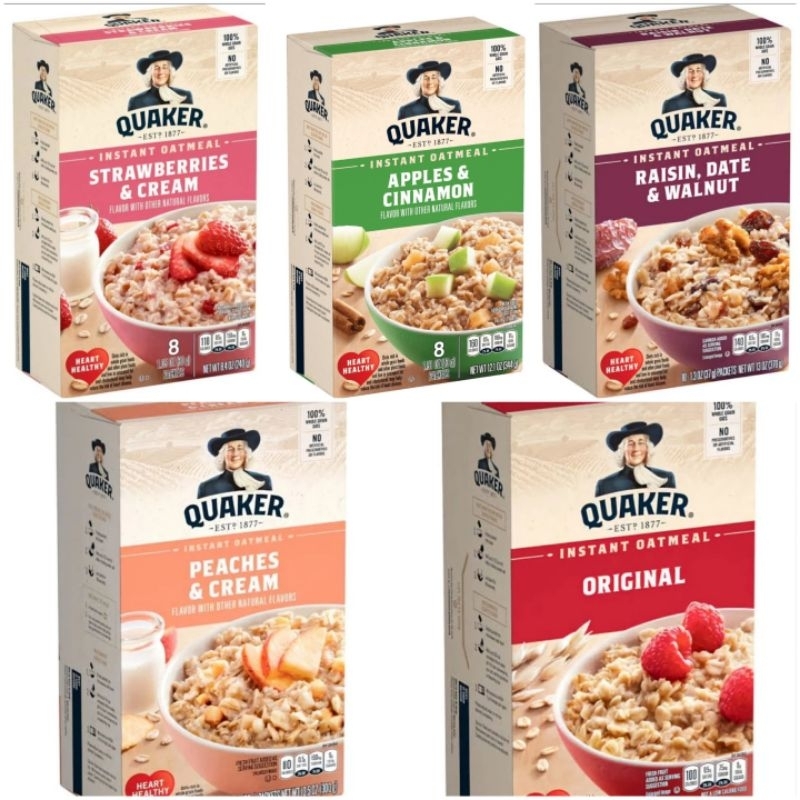 Jual Quaker Instant Oatmeal Original Raisin Date Walnut Apple Cinnamon ...