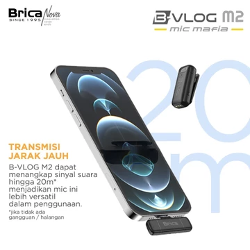 Brica B VLOG M2 Dual Wireless Microphone Clip On Mic Vlog With Charging Case BVLOG