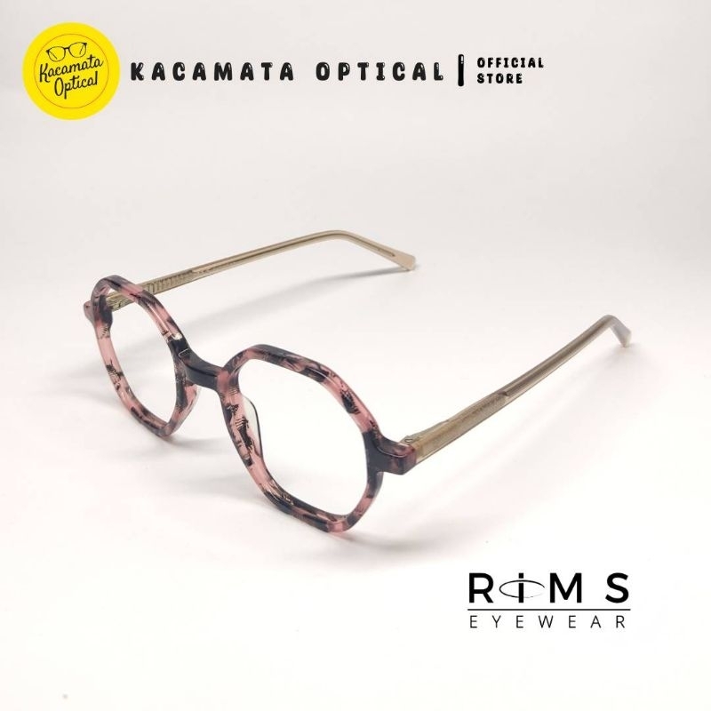 Jual RIMS EYEWEAR - Frame RIMS21034 Bulat Hitam Motif Plastik Acetate ...