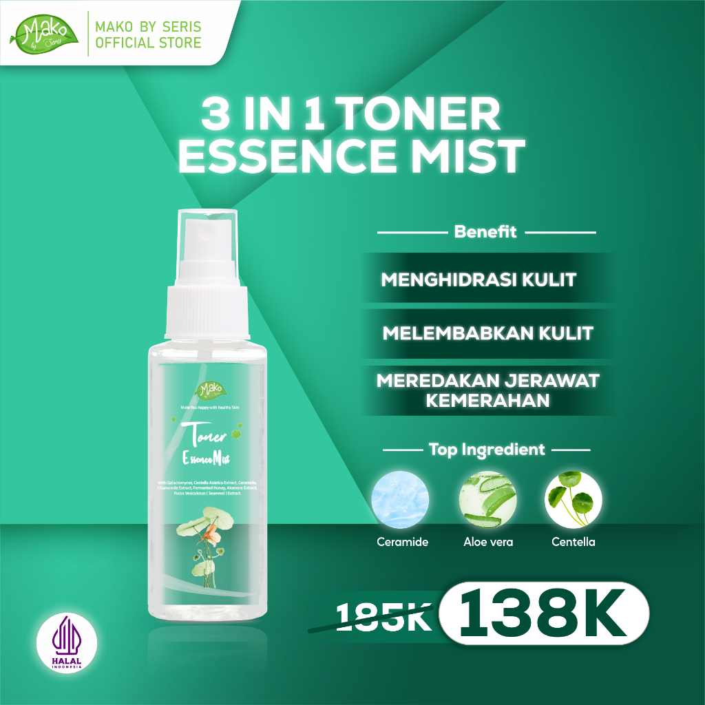 Jual Mako by Seris Toner Essence Mist Wajah Glowing Untuk Kulit Kering