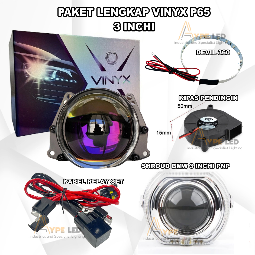 Jual PAKET HEMAT BILED VINYX P65 GEN 2 3 INCHI PURPLE LENS Jual PAKET HEMAT BILED VINYX P65 GEN 2 3 INCHI PURPLE LENS